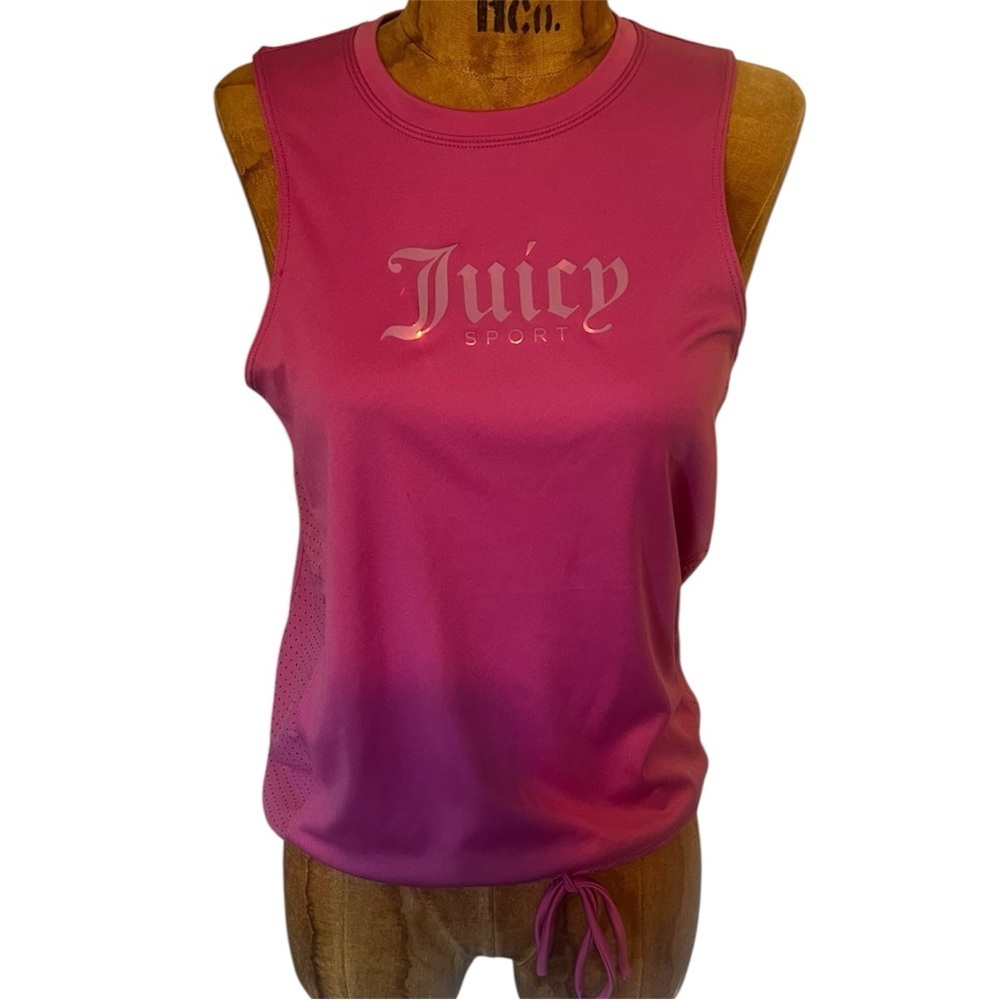 Juicy Couture Fuchsia Color Changing Logo Muscle Tee EUC S